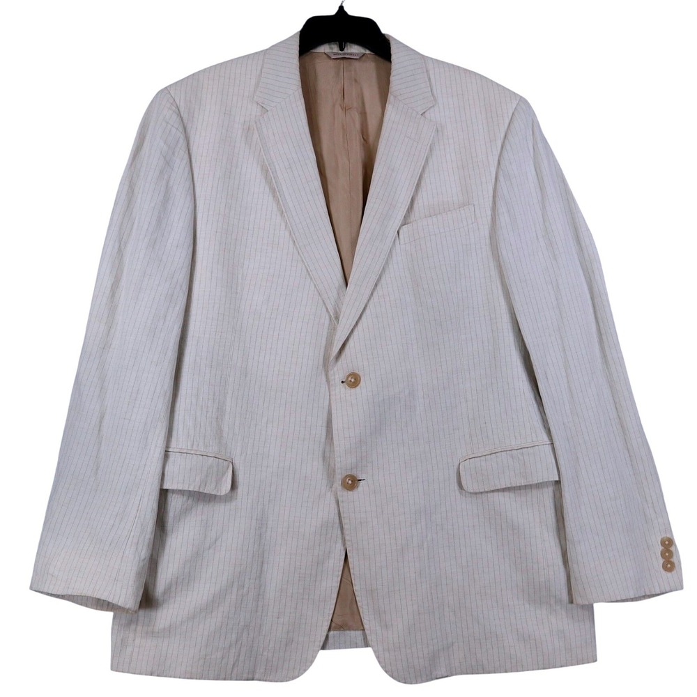 Banana Republic Heritage Blazer Mens 46R Pinstripe Linen Cotton Suit Jacket Work